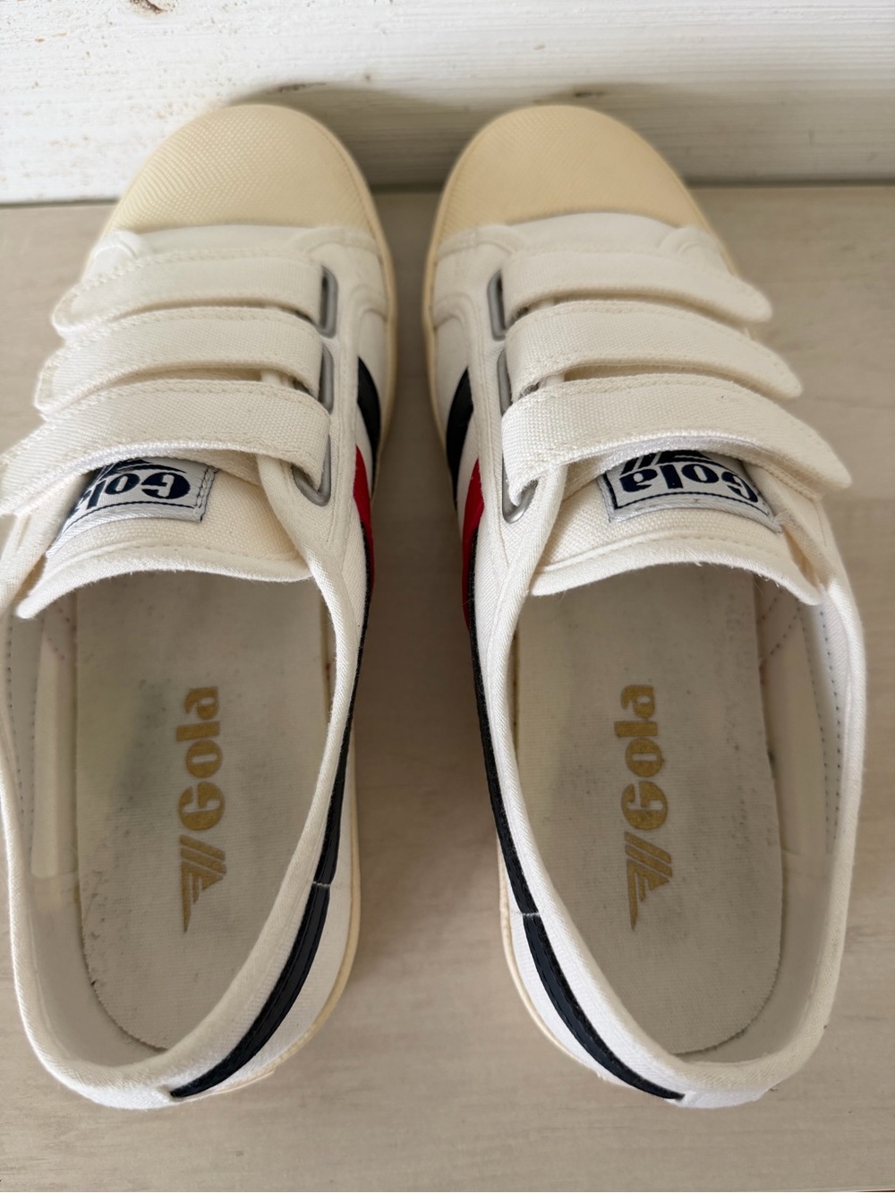 Gola Coaster Hook-and-Loop Strap Canvas Sneakers Women’s Size 8 White Blue Red - Picture 7 of 10
